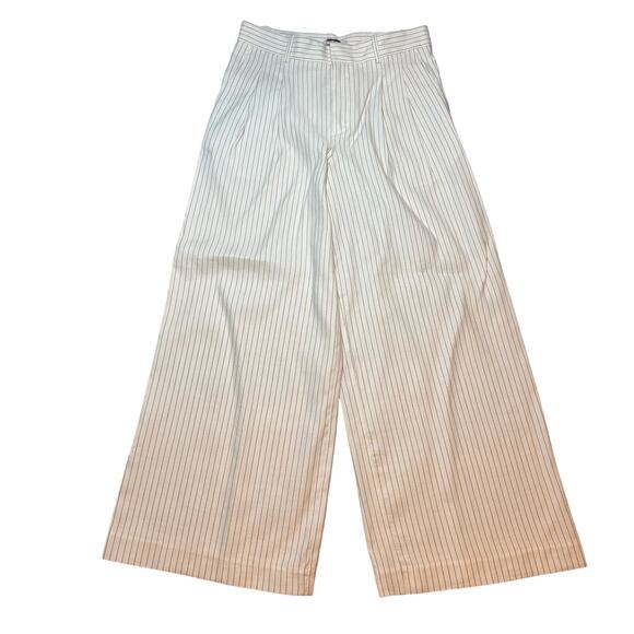 Madewell Harlow Wide-Leg Pinstripe Linen Trousers Ivory Size 4 NWT - Picture 5 of 9